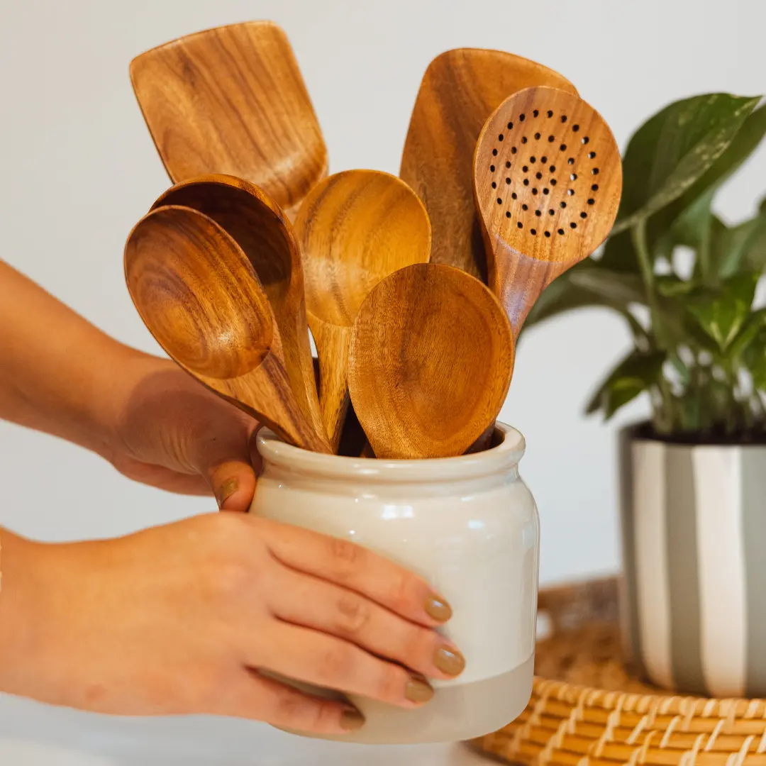 MINJIA - Natural Teak Wooden Utensil Set