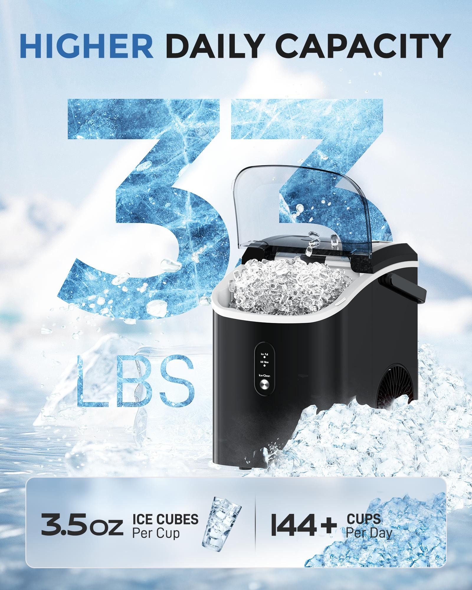MINJIA® Nugget Ice Maker – Chewable Sonic Ice Machine for Home