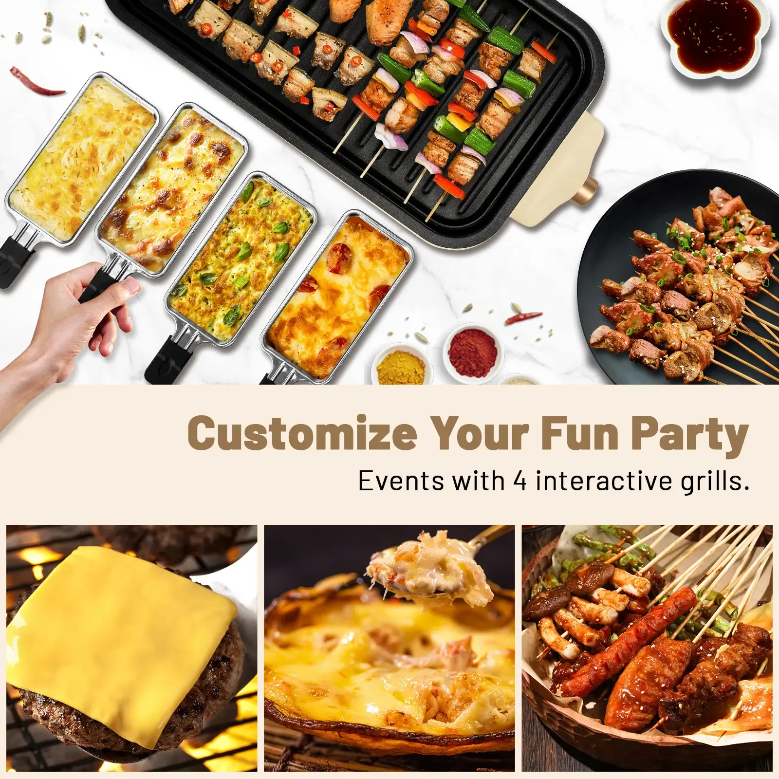MINJIA Electric Indoor Grill,2 in 1 Indoor Grills
