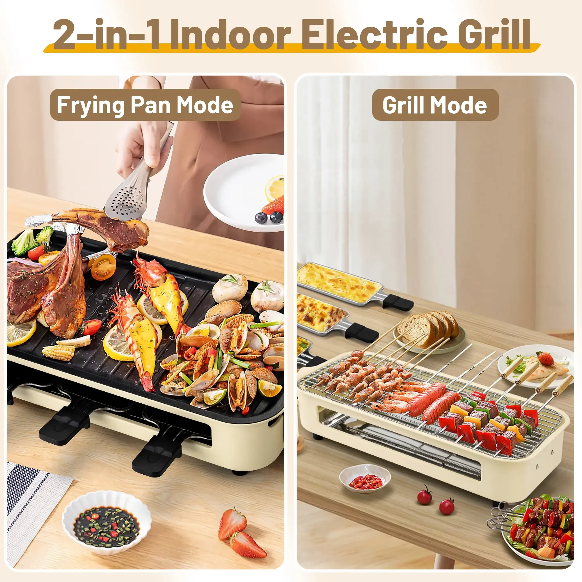 MINJIA Electric Indoor Grill,2 in 1 Indoor Grills