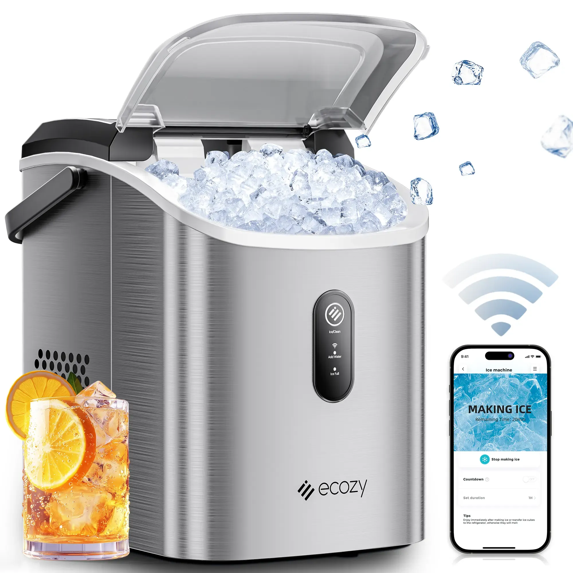 MINJIA® Nugget Ice Maker – Chewable Sonic Ice Machine for Home